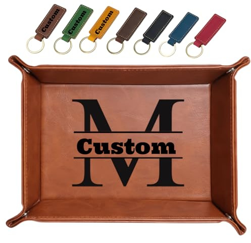 Geschenke für Papa Luxus Schlüssel Schale mit Gravur Key Organizer Multifunktions Tablett als Schlüsselschale, Taschenleerer & Büro Organizer für Flur & Schreibtisch (Style 2)