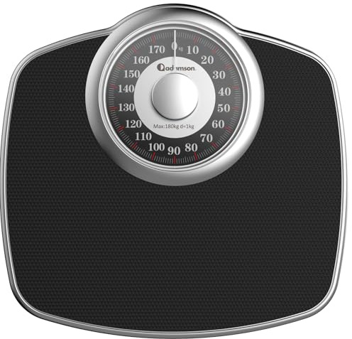 Adamson A25 KG Bathroom Scales - Up to 180kg, Anti-Skid Rubber Surface, Extra Large Numbers - High Precision Weighing Scales for Body Weight - Durable with 20-Year Assurance - Silver