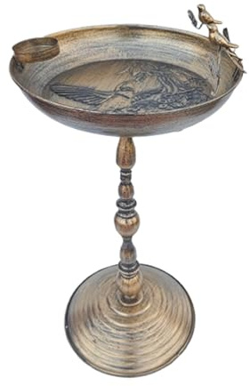 Bain d'oiseaux pour Extérieur, Mangeoire à Oiseaux sur Pied pour Extérieur, Décoration en Fer Forgé Vieilli – Bassin pour Colibris, Perruches et Perroquets – Terrasse ou Pelouse