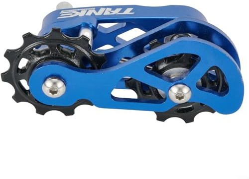 Honseadek Chain Tension Adjuster, Aluminum Alloy Anti-Drop Link, Bicycle Chain Tensioner Single Speed Converter Chain Guide Adjustable Derailleur Replacement(Blue)