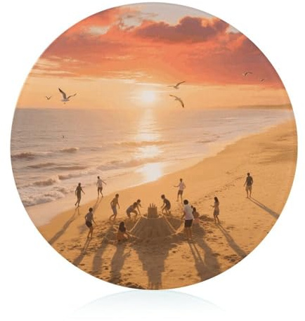Tabla de cortar de cristal templado de playa de 8 x 8 pulgadas con patas de goma, antideslizante y resistente al calor, pequeñas tablas de cortar de regalo para cocina, bar, camping, boda, caravana