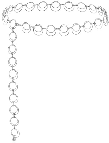 Damen Gürtel kettengürtel,Bauchkette silber,Kettengürtel Silber,Taillengürtel Damen,Mode Taillengürtel Metall Verstellbare Taillenkette Hüftkette für Kleider (S)