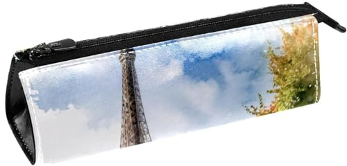 VAPOKF Aquarelle Paris Tour Eiffer Trousse à crayons Trousse à crayons Pochette cosmétique Sac compact à fermeture éclair
