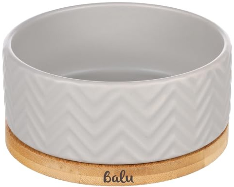 Personalisierter Bianco Keramiknapf 990 ml Bambus Grau – rutschfest, leicht & hygienisch – Futter- und Wassernapf – für mittelgroße Hunde und große Katzen – personalisiert mit Namen – Petslino