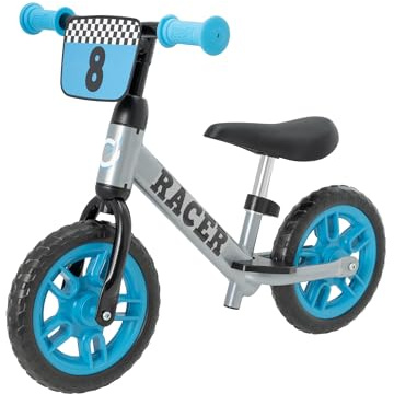 Evo Children's Racer Balance Bike | Lightweight Kids' Walking Bike with Adjustable Seat & Handle Height | Toddler Bicycle for Ages 2+ | 10 Inch Wheels | Blue