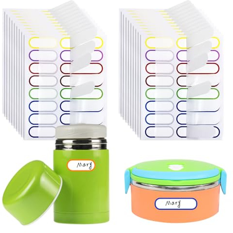 MUWINC étiquettes pour Gobelet Personnalisées Autocollantes, Sans motif | 320 étiquettes Nom Prénom Imperméables, 2 Tailles, pour école et Articles Ménagers