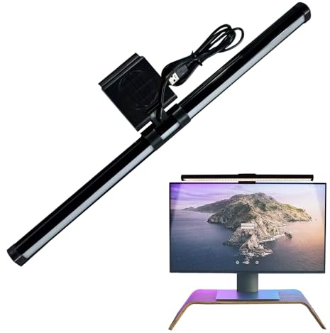Monitor Light Bar - Schwarz Grün Metall Bau, 45x7x6cm 48.5x10.5x4.5cm Slim Lamp, Anti-Glare Screen Lighting, Einstellbare Helligkeit Design | Perfekte Wahl für Büro Homestisch Schlafsaal College