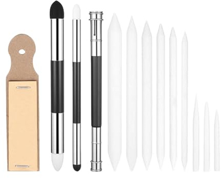 13 Stück Papierwischer Set - 8 Verschieden Doppelende Skizzen Papierwischer Bleistift mit Radiergummi Skizzen Schwamm Radierstift Malerei für Künstler, Basteln,Abwischen, Korrigieren, Kunst, Zeichnen
