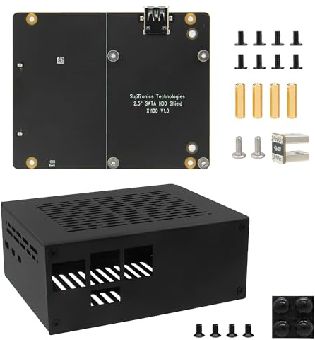 Geekworm X1100 2.5 SATA HDD/SSD Shield with Metal Case for Raspberry Pi 5