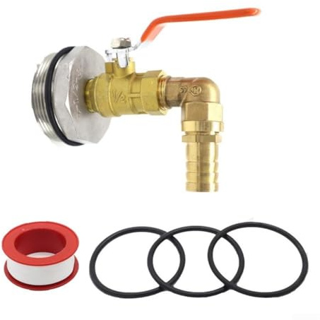 Auslaufhahn aus Edelstahl für 200L Ölfass oder Wasser, auslaufsicheres Ersatzventil mit Dichtungsringen und Klebeband, säure- und alkalibeständig für Industrie und (20 mm)