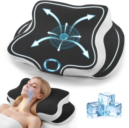 Ergonomisches Nackenkissen, Orthopädisches Memory Foam Schmetterlingskissen | mit Atmungsaktivem, Abnehmbarem Kissenbezug, für Seitenschläfer, Rücken und Bauchschläfer