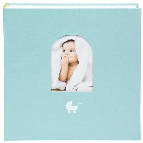 goldbuch 15 016 Babyalbum Cozy Nest Aqua, Baby-Fotoalbum 31 x 30 x 4 cm | Babyfotobuch mit aqua-blauem Kunstdruck-Einband, Bildausschnitt, 58 weiße, 4 illustrierte & 6 lose Seiten und Pergamin