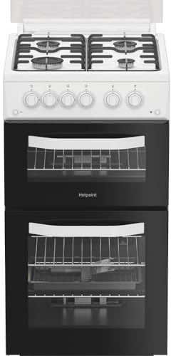 Hotpoint HDG5GCW 50cm wide Double Oven Gas Cooker - White - A+/A Rated