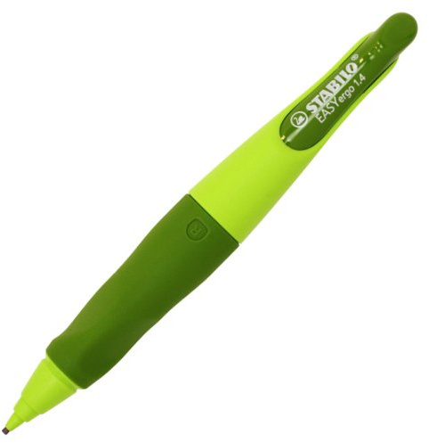 Ergonomischer Druck-Bleistift für Rechtshänder - STABILO EASYergo 1,4 in grün - inklusive 3 dünner Minen - Härtegrad HB