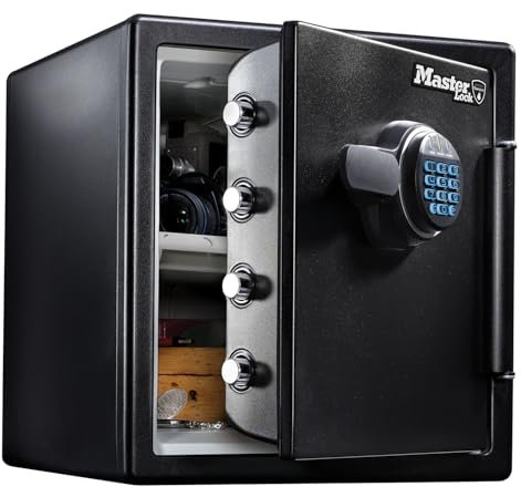 Master Lock Tresor Feuerfest und Wasserdicht mit Zahlencode, Dreifacher Schutz - Flug, Feuer und Flut, elektronische Kombination, 33,6L, 45.3 x 41.5 x 49.1 cm