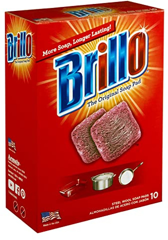 Brillo Steel Wool Soap Pads A76 23310, Long Lasting, Original Red Scent Cleaning (10 Count, Pack of 1)