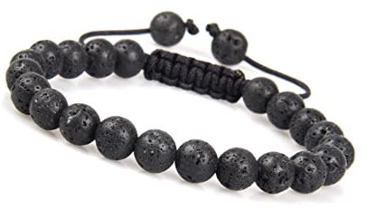 GD GOOD.designs Herren Armband aus echten Lavasteinen (Shamballa) Perlenarmband geflochten mit Lavastein Lavaperle Lavaperlenarmband schwarzesarmband schwarzerschmuck black
