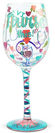 Enesco 6006294 Designs by Lolita Nurse - Copa de vino artesanal pintada a mano, multicolor