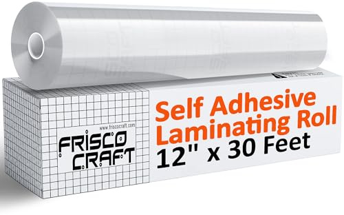 Frisco Craft Transparent Self Adhesive Laminating Roll - Self Laminating Sheets for Decals, Sticker, Photos & More - No Heat Sealing, Glossy, Clear Sheets (12 x 30 ft)