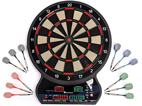 Elektronische Dartscheibe 42 cm mit 4 LED-Bildschirmen - Set mit 12 Dartpfeilen - Perfekt für Kinder und Erwachsene - Spielen mit ganzer Familie und Freunden (elektrisch)
