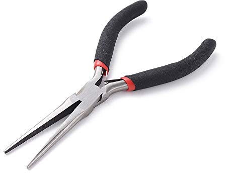 Beadthoven Pince plate à long bec en acier trempé au carbone de 15 cm pour la fabrication de bijoux Outil de réparation pratique