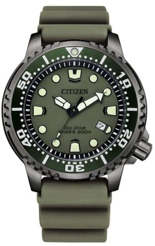 CITIZEN Orologio analogico da uomo Eco-Drive con elastico Promaster Marine, verde, misura unica, cinghia