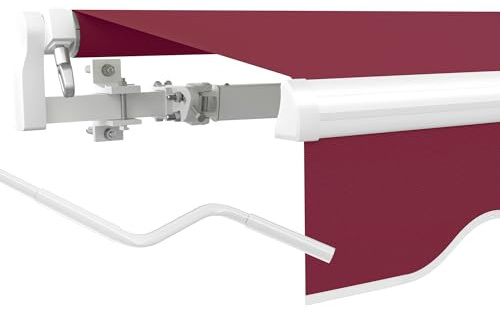 paramondo Gelenkarmmarkise Basic 2000 Markise Sonnenschutz Sichtschutz für Balkon & Terrasse, Vollständig zusammengebaut, 300 x 250 cm (Breite x Ausfall), Uni Weinrot
