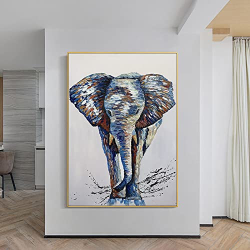 Acrylbilder, handgemalt auf Leinwand, Textur 3D-Tier, glücklicher Elefant, glückverheißendes Messer, Malerei, Retro / Abstrakter moderner Luxus / für Familienwand, Wohnzimmer, Esszimmer, Home Ar