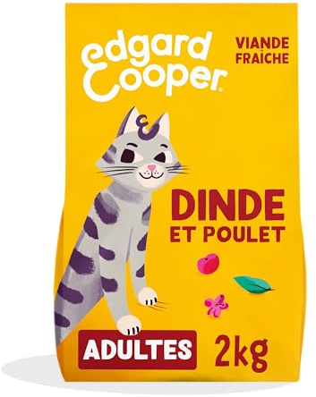 Edgard Cooper Croquettes pour Chat Stérilisé, Adulte, Dinde & Poulet 2kg, Sans céréales, Viande fraîche, Nourriture naturelle, Croquette Riche en protéines, Sans sucres ajoutés