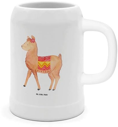 Mr. & Mrs. Panda Bierkrug Alpaka Stolz - Geschenk, Steinkrüge, Bierkrug Steingut, Bierkrüge, Lama, 500ml