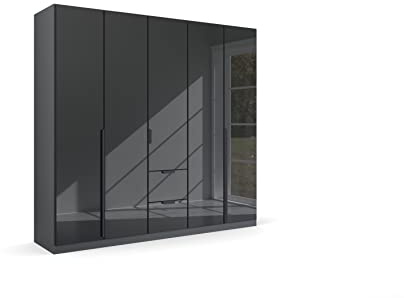 Rauch Möbel Quadra-Spin MODERN, Schrank, Farbe Glas Basalt/Grau metallic, Breite 226 cm