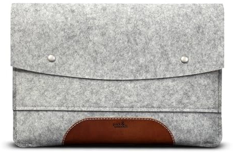 Pack & Smooch MacBook Air 15 Hülle Filz Grau/Hellbraun Handmade | 100% Merino Wollfilz | Italienisches Leder | Sleeve | Kompatibel mit Apple MacBook Air 15 Zoll (2023-2026) | Hampshire