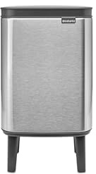 Brabantia - Cubo de basura Bo Hi 4 L con tapa de cierre suave, interior extraíble y asa de transporte - Adecuado para baño, dormitorio y oficina en casa - Matt Steel Fingerprint Proof