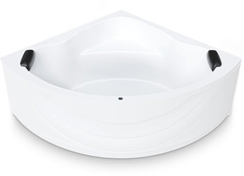 AQUADE Acryl Eckbadewanne 140x140 Modell: Kassel - Weiß Badewanne Komplettset 140x140 - Badewannen mit Wannenfüßen + Schürze + Nackenkissen + Led