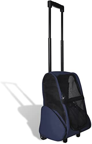 LAPOOH Multifunktionaler Haustiertrolley Zusammenfaltbar Blau, Hunderucksack, Hundewagen, Katzen Rucksack, Hundetasche Für Kleine Hunde, Katzenbox, Katzenwagen, Hundetragetasche