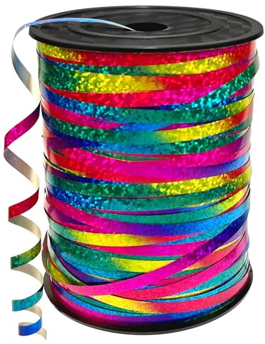 DATEFUN Nastro Regalo - 5mm x 450 Metri Nastri Colorati per Artigianato Natale Decorazioni - Nastro Arcobaleno per palloncini, Confezionare Regali, Matrimoni