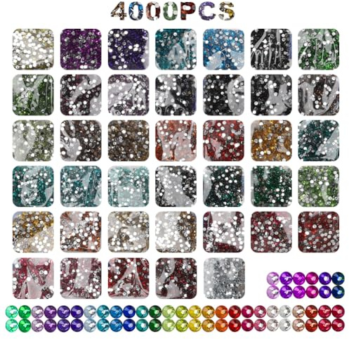 Gohytal Pietre per diamond painting, 40000 pezzi pietre rotonde con brillantini accessori per diamante decorazione per unghie pietre preziose ornamenti artigianali tessuti