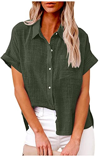 tsaChick Damen Pullover Frauen 3/4-Arm Langarmshirt Mädchen Pullover FüR Damen T-Shirt Umlegekragen Einfarbig Sweatshirt Knopf Activewear-Pullover für Damen Erwachsener S-5XL