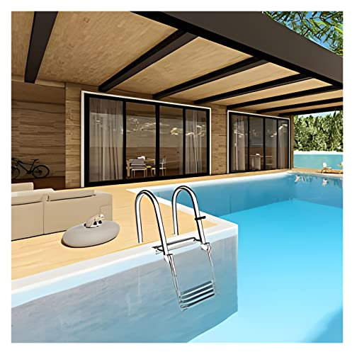 Pool-Dock-Teleskopleiter mit 4 Stufen, Badedeckleiter, zusammenklappbare, teleskopierbare Hintereingangs-Innenbordleiter für Pontonboote mit Griff und breitem Pedal (Farbe: 10 cm/4 Zoll BRE