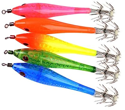 Happyyami 5stücke Fünfteiliger Titel Fishing Hooks Farbiges Kunstköder-Design Für Süß Und Salzwasser Hochfeste Korrosionsbeständige Angelhaken Für Angler Kernbeschreibung Enthält
