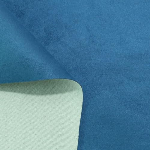 TOLKO weiches Wildleder als Polsterstoff Meterware | Abriebfester Mikrofaser Bezugstoff Möbelstoff zum Polstern Beziehen Dekorieren | 145cm breit (Blau)