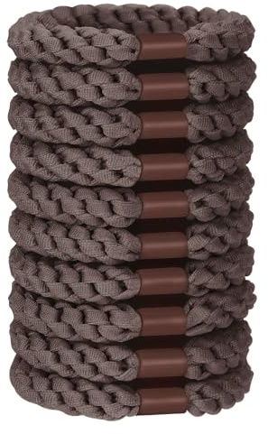 JessLab Gomas para el Cabello, 10 Piezas Suaves Sin Daño Elásticas para Cola de Caballo Accesorio de Diadema para Mujeres y Niñas, Café Oscuro