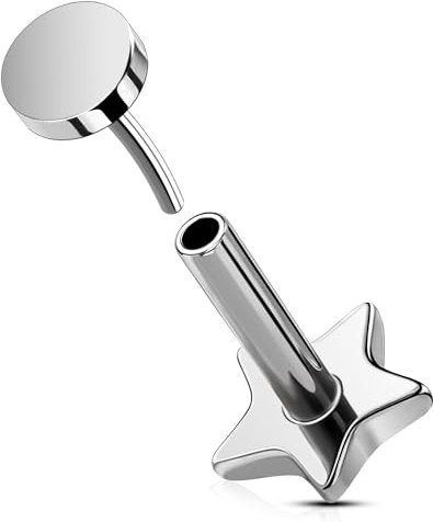 OUFER Body Piercing Lippenpiercing 5/6/8/10/12mm Titan Helix Earrings 16G Labret Lip Piercings Push in Conch Tragus Stud Threadless Lip Labret Bar Earrings
