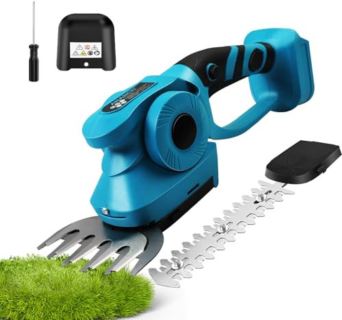 Anancyi Akku Gras- und Strauchschere,elektrisch Gartenschere 2-in-1 mit Sicherheitsleitblechen,Kompatibel mit Makita 18V,Handheld Gartenschere Heckenschere für Garten,Zaun,Gartenarbeit（Ohne Akku）