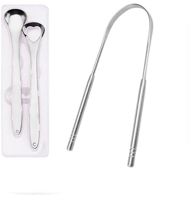 Set von 3 Edelstahl Zungenschaber, Zungenschaber zur Wiederherstellung Frischer Atem Verbessern den Geschmack und die Mundgesundheit, Geeignet für Persönliche Hygiene, Silber