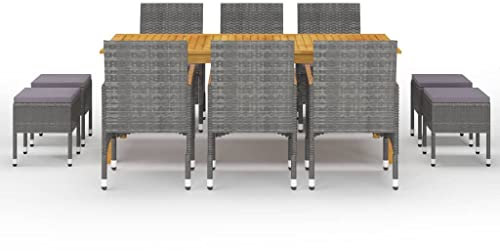HETFTJN Garten Möbel Draußen Garten Loungemöbel Set Outdoor Furniture Gartengarnitur - 11-TLG. Garten-Essgruppe Grau für Terrasse Restaurant Balkon Garten