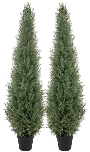 Bellacat 150 cm Künstlicher Zedernbaum UV-Beständig, Künstliche Formschnittbäume mit Vollen und Realistischen Blättern, Künstliche Pflanzen für die Eingangstür, Veranda, Terrasse, Balkon, 2 Pack