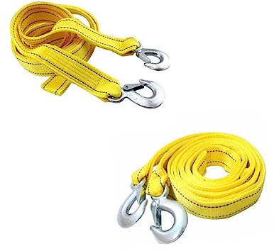 FELTECHELECTR 1stück Nylon Auto-trage-Seil Mit Verstärktem Haken Robustes Und Sicheres Abschleppseil Für Pkw Für Outdoor-aktivitäten Gelb Tonnen Belastbar Inklusive Aufbewahrungstasche