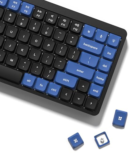 dagaladoo Low Profile keycaps Set,Double Shot PBT Key caps,Black/Blue | 138-keys custom keycaps for Mechanical Keyboard 60% 65% 75% 96% 100% cherry-MX switch,TKL, Full-Sized Layout