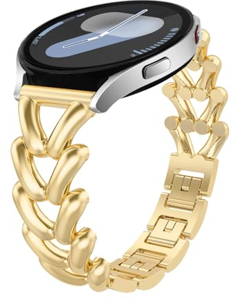 KeHowy 20mm Metall Armband für Samsung Galaxy Watch 7/6/5/4 40,44mm/Watch 6 Classic 43,47mm/Watch 5 Pro 45mm/Watch 4 Classic 42,46mm, Damen Elegant Ersatzarmband für Galaxy Watch 42mm - Gold